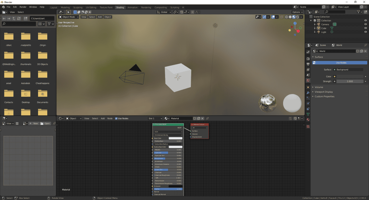 blender shading workspace