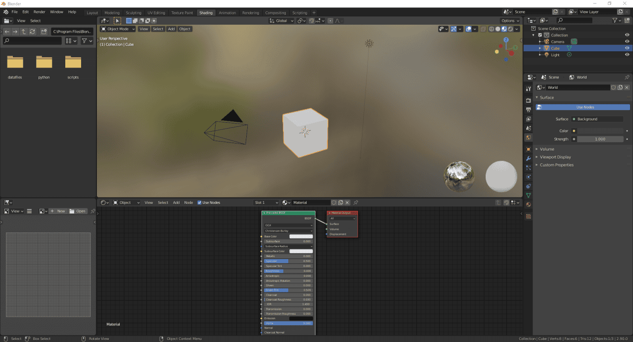 blender shading workspace