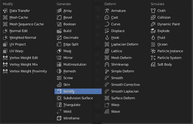 blender solidify modifier