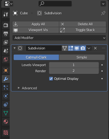 blender subdivision surface modifier settings