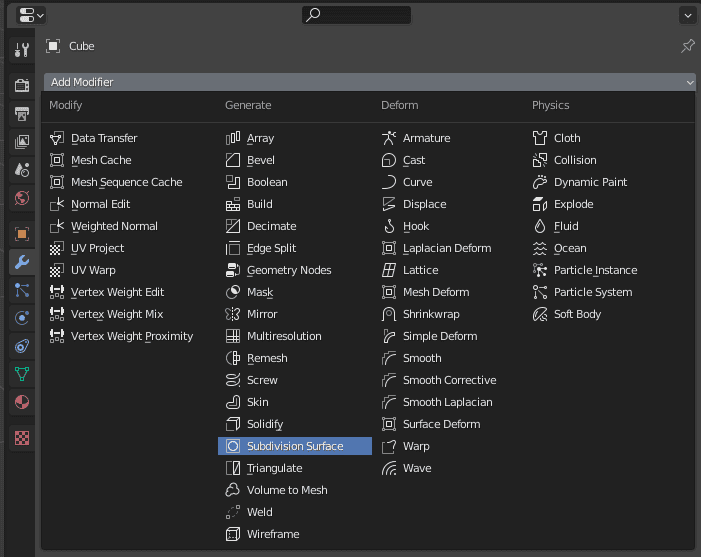 blender subdivision surface modifier