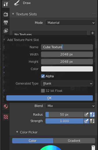 blender texture paint create texture