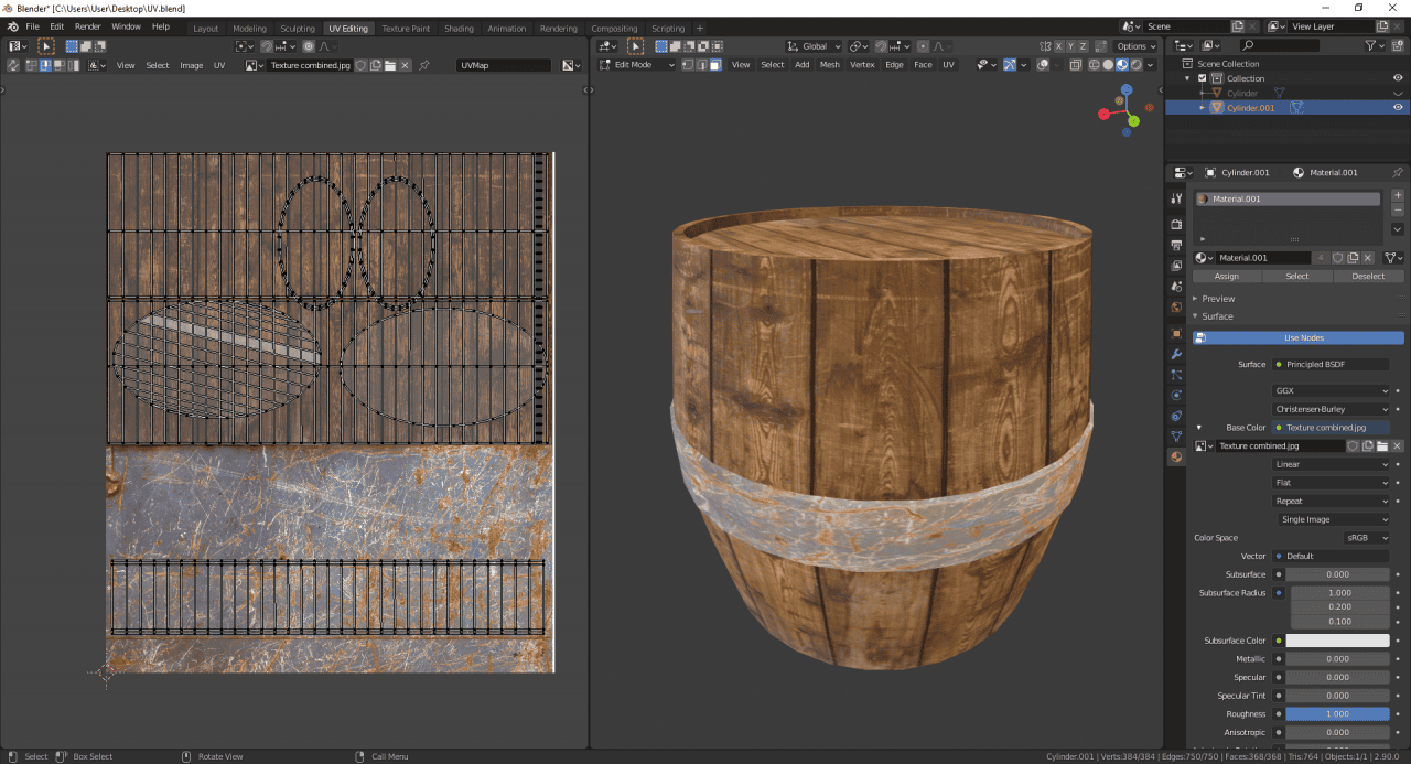 blender two textures on one UV map