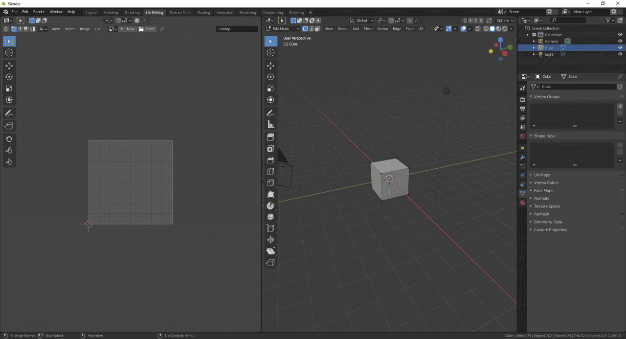 blender uv editing workspace