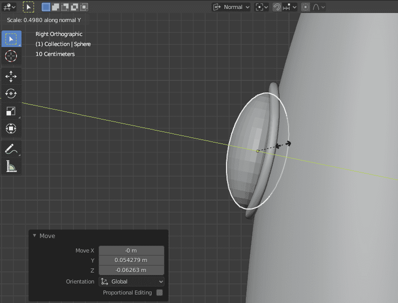 blender uv sphere rescale local axis