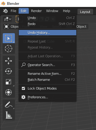 blender menu undo history