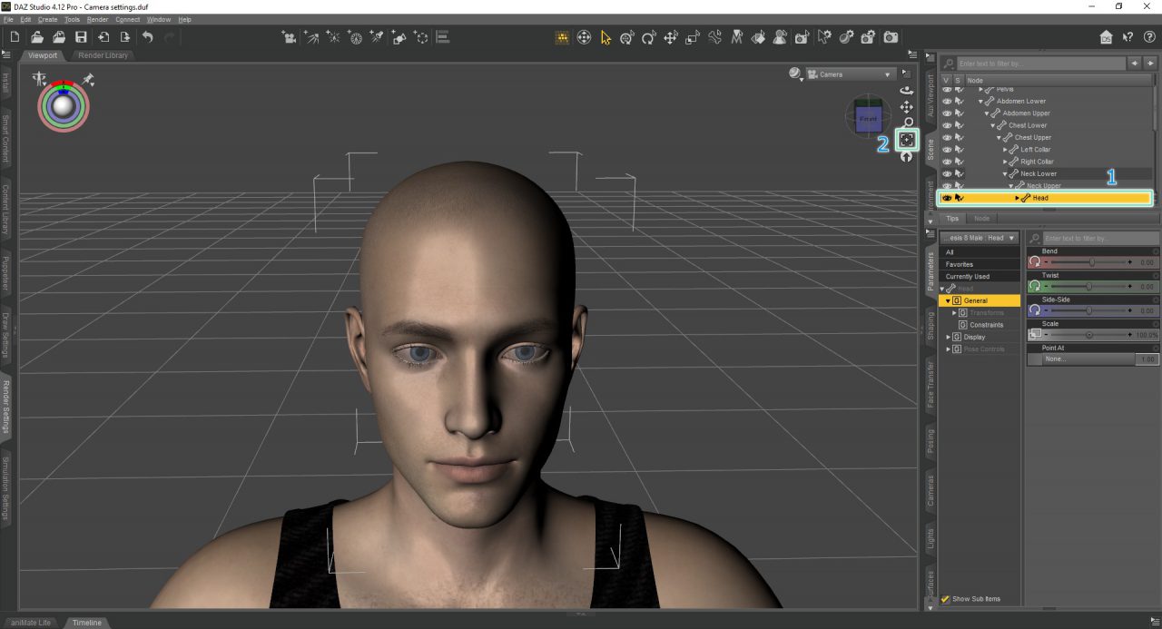 camera frame positioning in daz3d