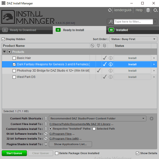 change daz3d install location with DIM