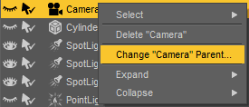 changing camera parent in daz studio