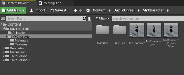 character inside ue4 third person project