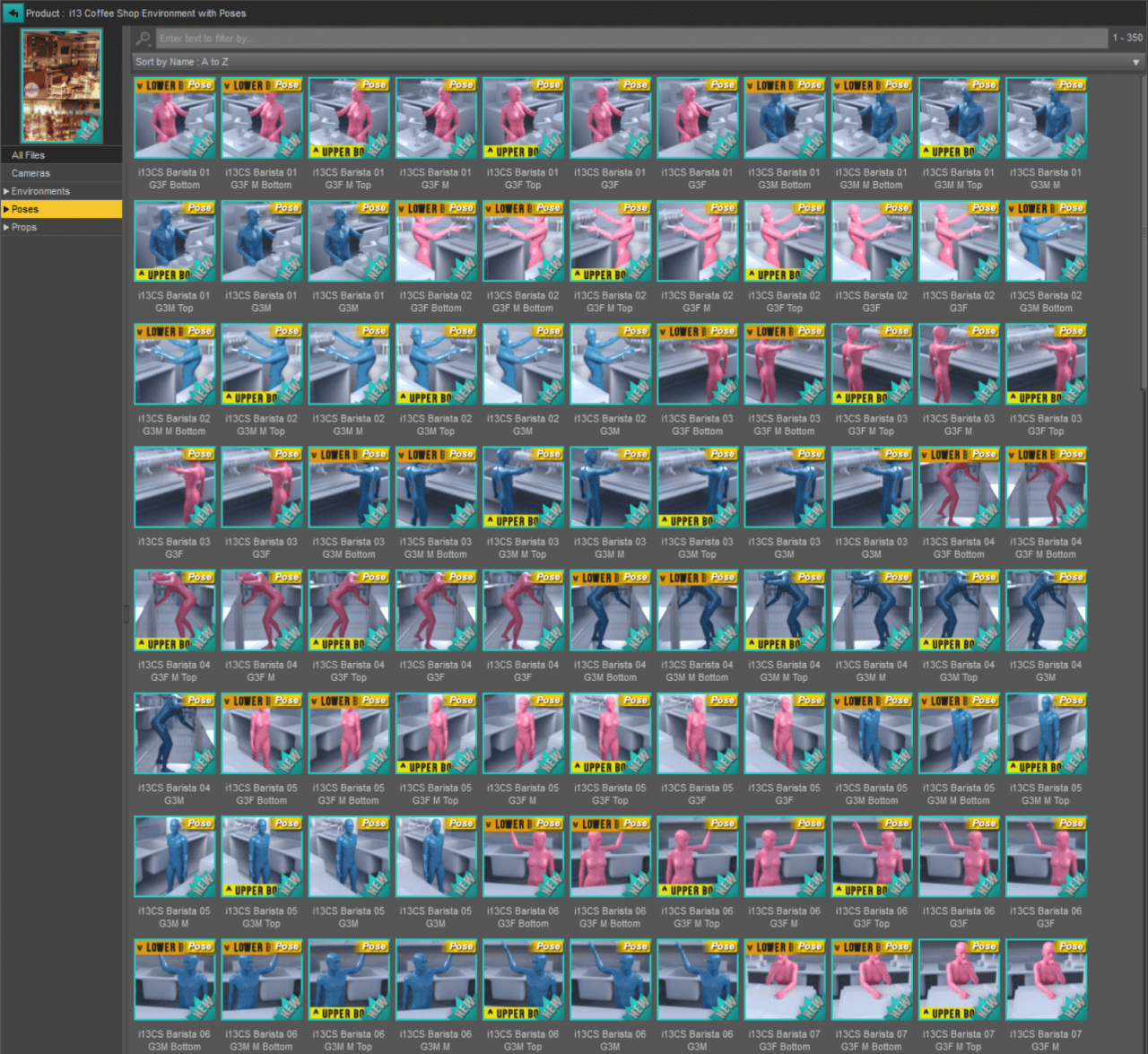 Character poses for a coffee bar 3d model