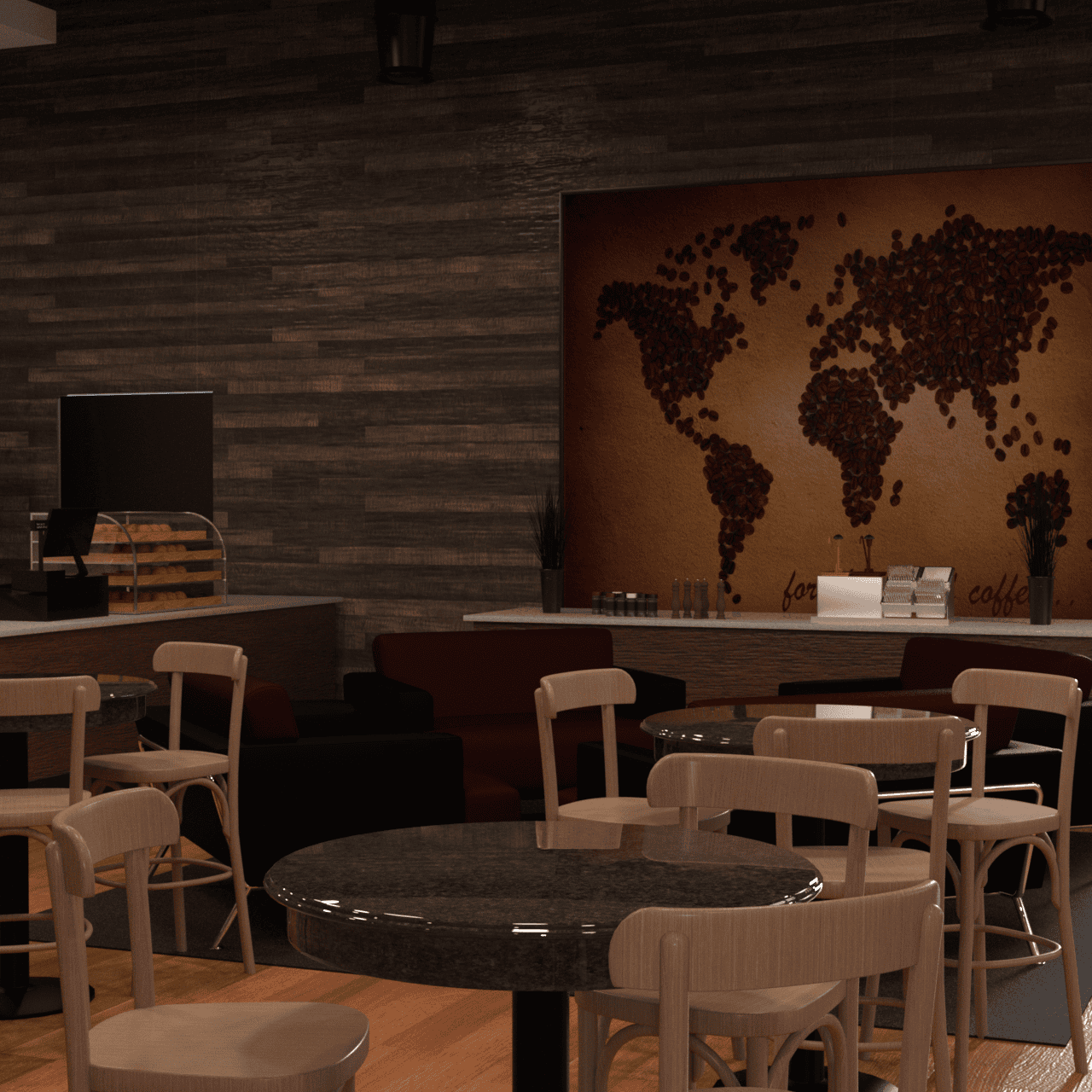 Sitting arrangement and wall decorations