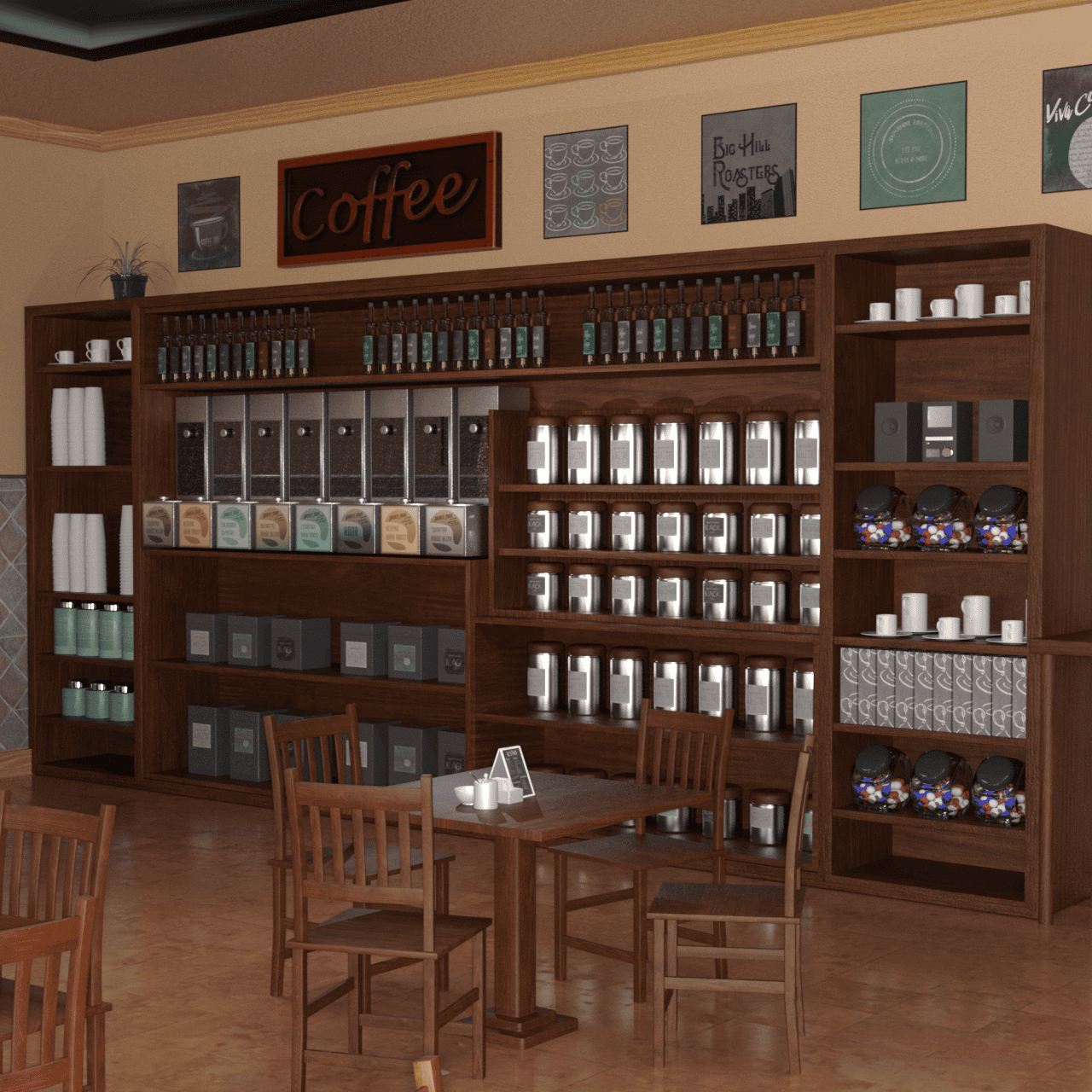 Essential items within the bar.