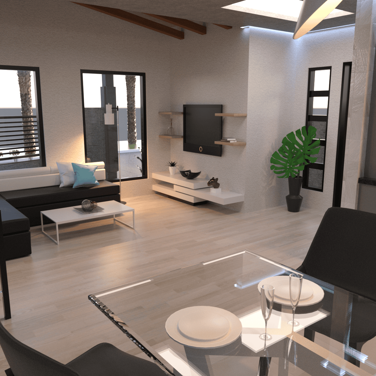 Interior of the corner lot house 3d model