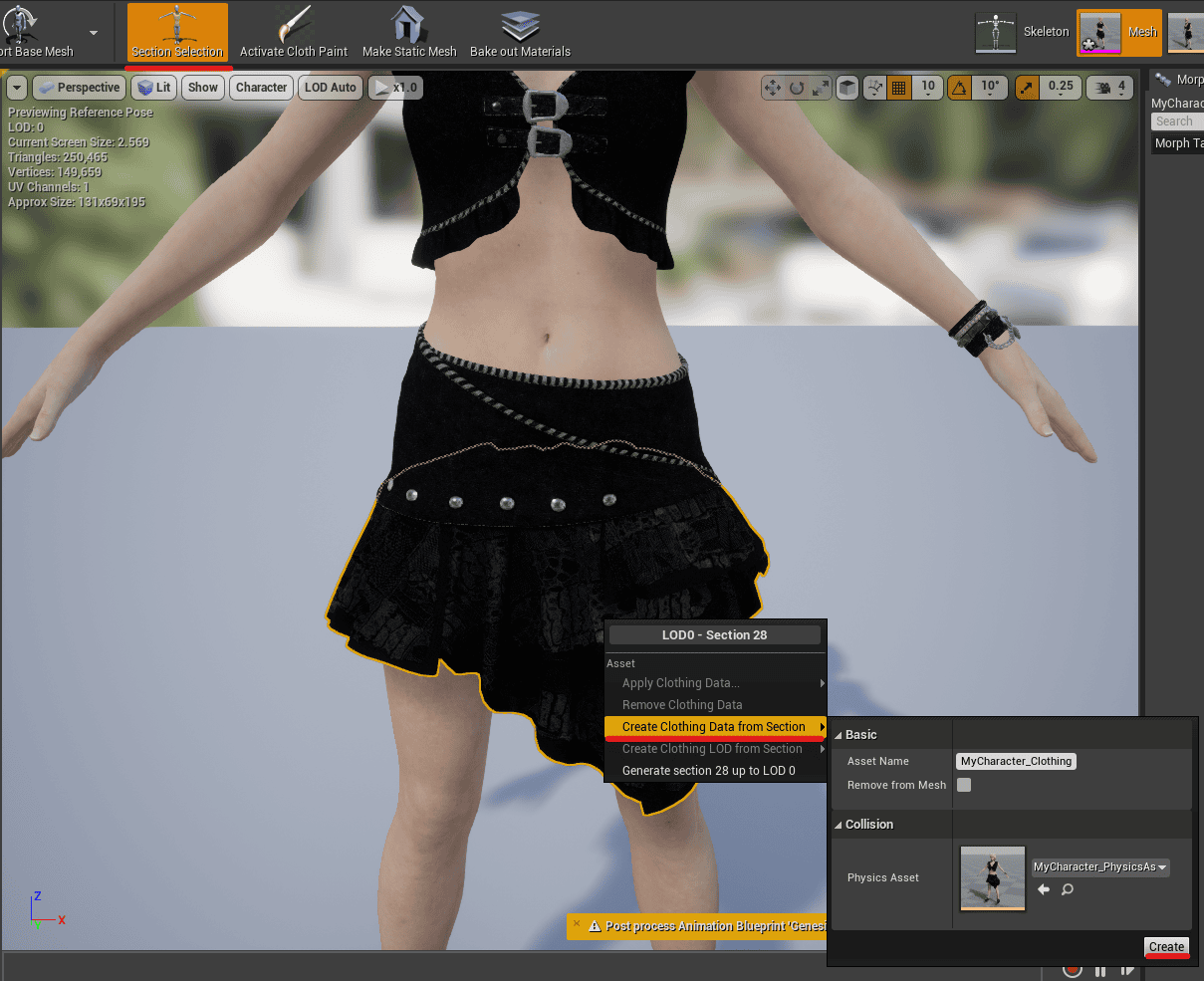 create a new cloth data