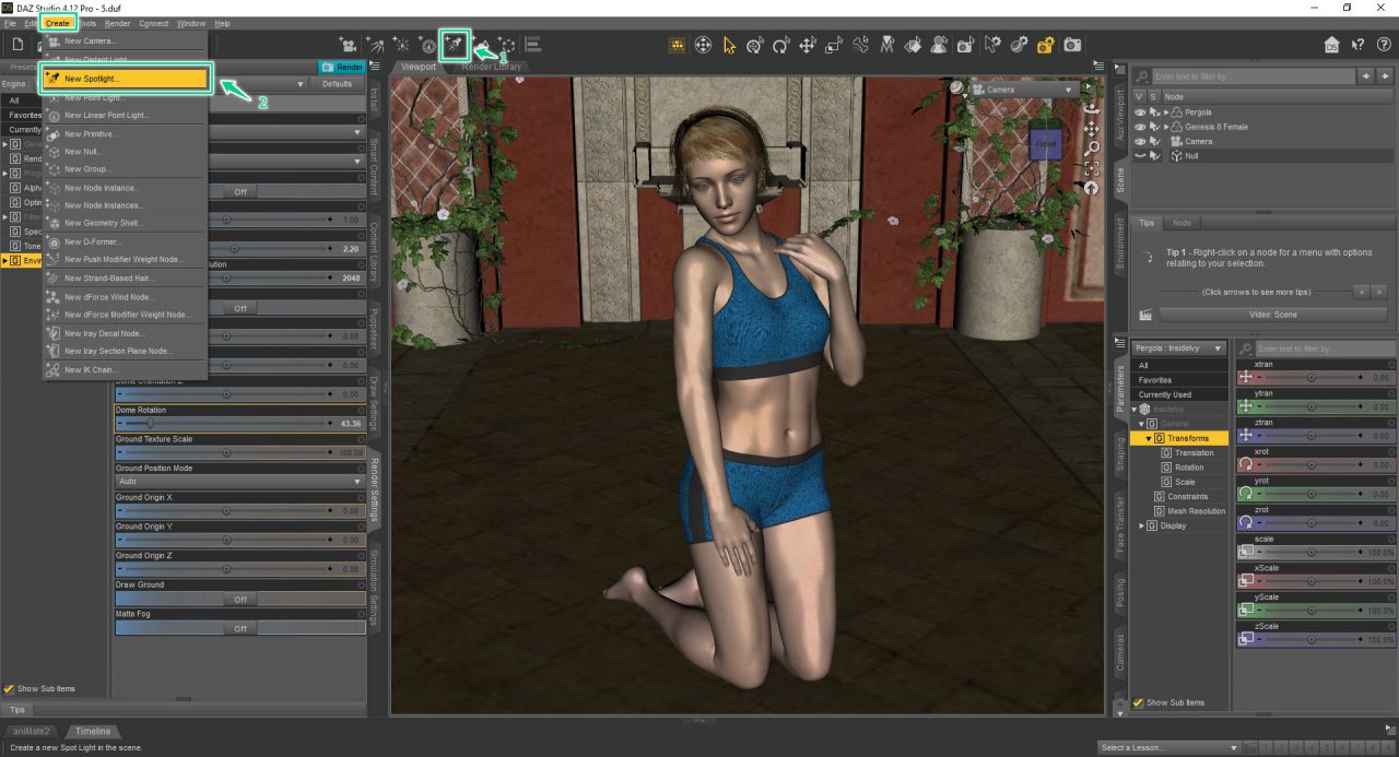 creating a spotlight inside daz studio