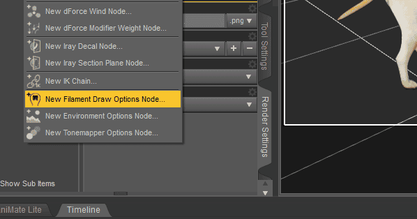 daz 3d create filament nodes environment tonemapper draw node