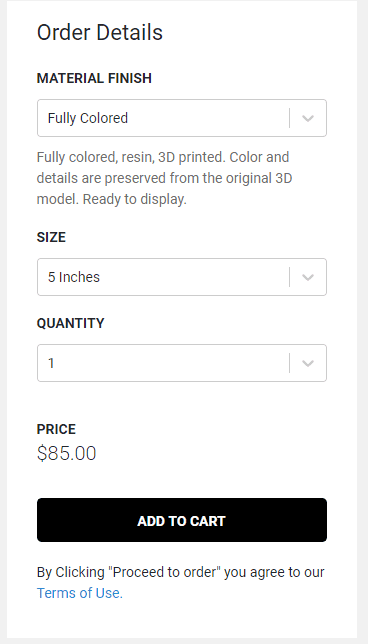 daz 3d print order details