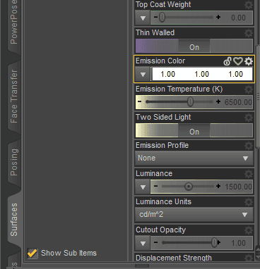 daz catchlight emission color