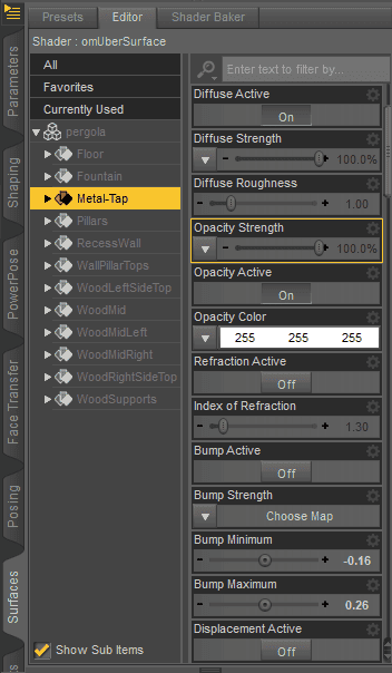 daz change opacity to hide