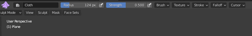 blender cloth brush settings