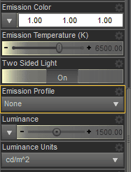 daz emission settings