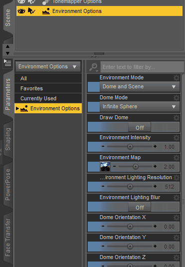 daz environment options