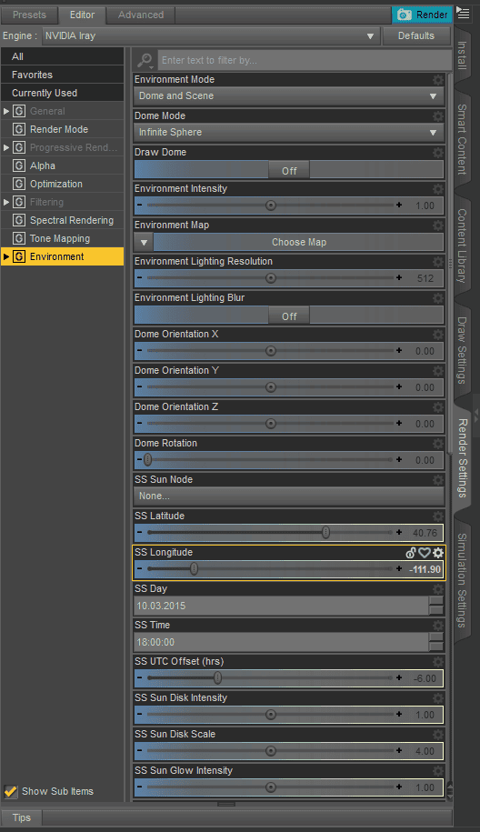 daz environment settings