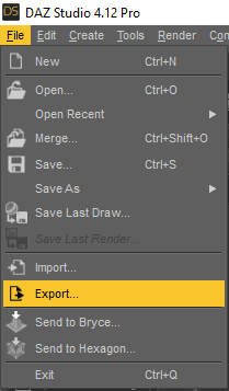 daz export obj