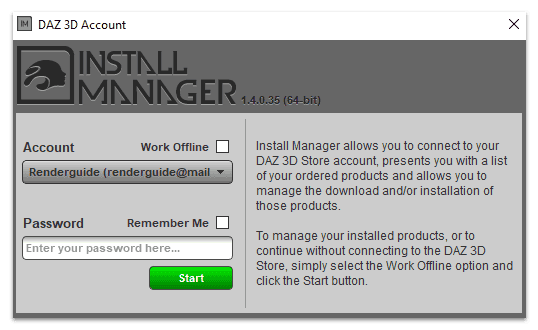 daz install manager account setup