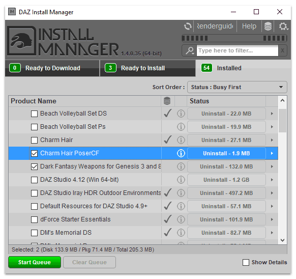 daz installed assets