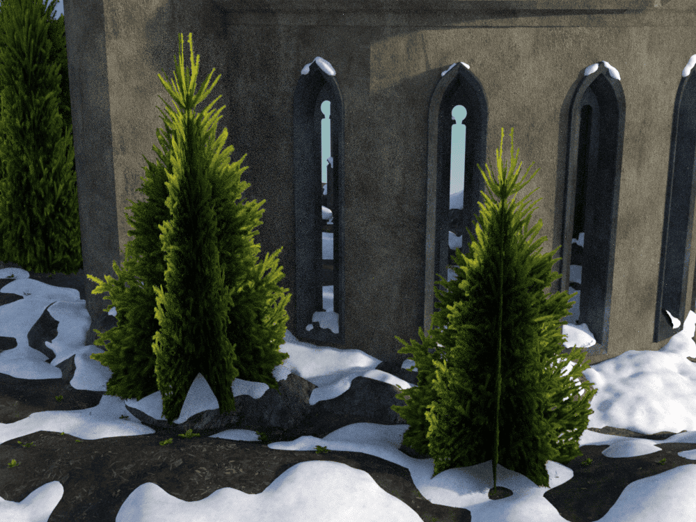 daz iray final render bush billboard snow