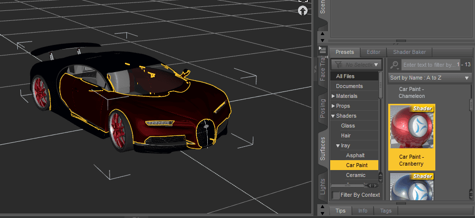 daz iray shader material settings