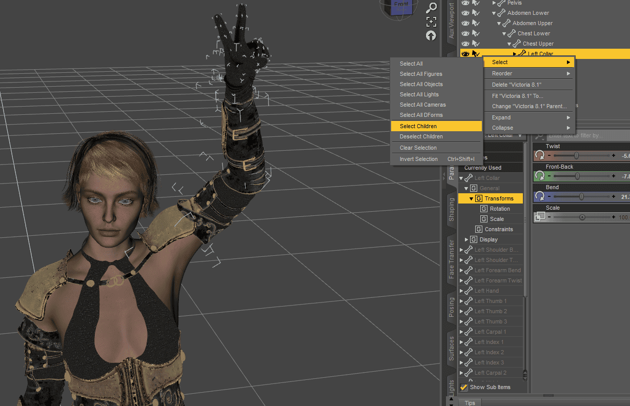 daz mirror pose select children