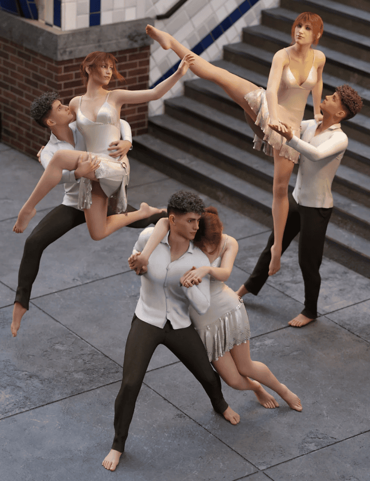 daz modern dance couples pose for genesis 8