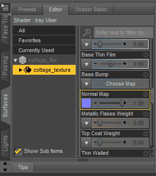 daz normal map texture panel