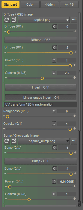 daz octane materials settings