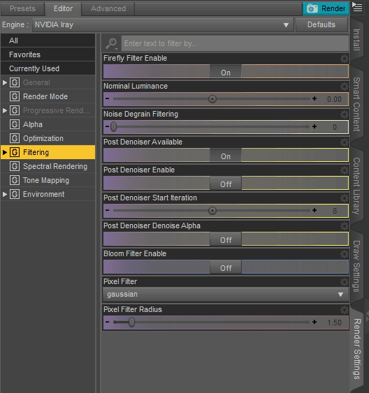daz studio denoiser settings