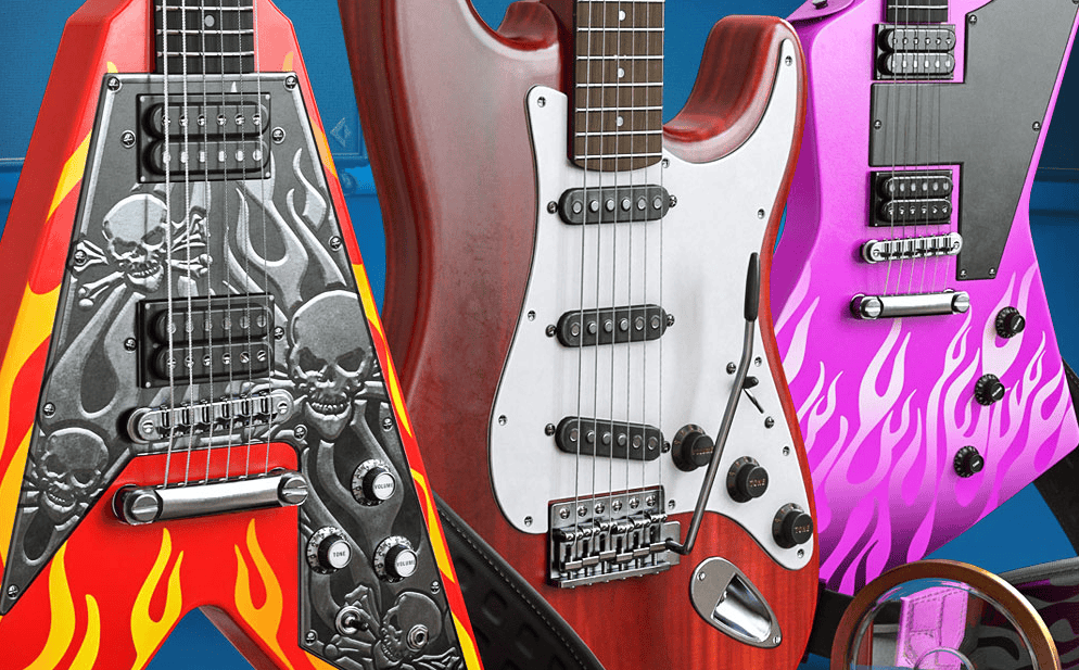 daz product guitar collection male female prop