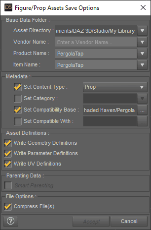 daz prop assets save