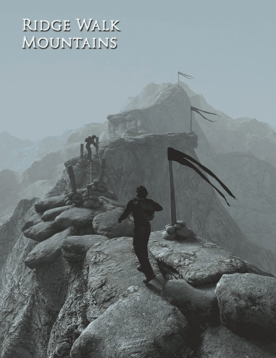 daz ridge walk mountains showing flags