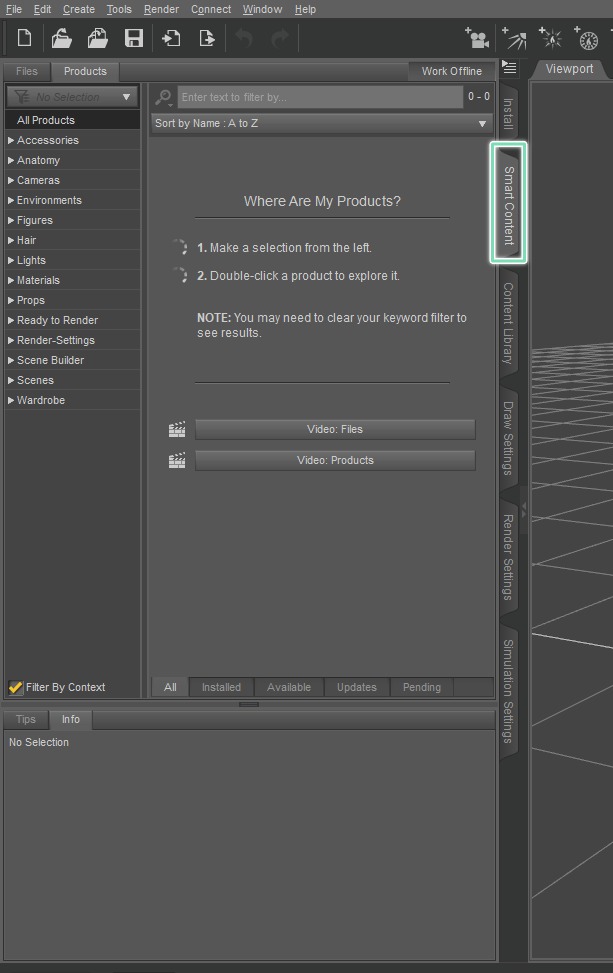 daz studio smart content pane