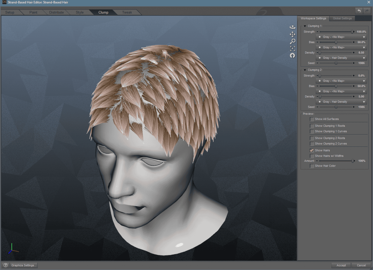 daz strand based hair clump