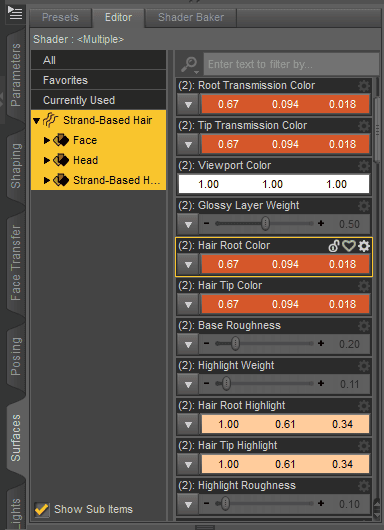 daz strand based hair color