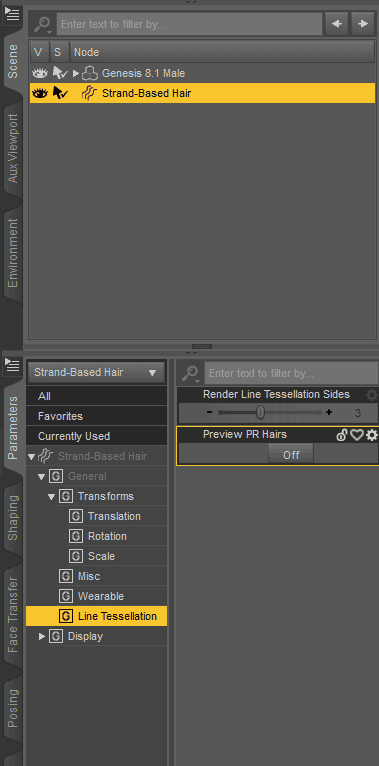daz strand based hair visible