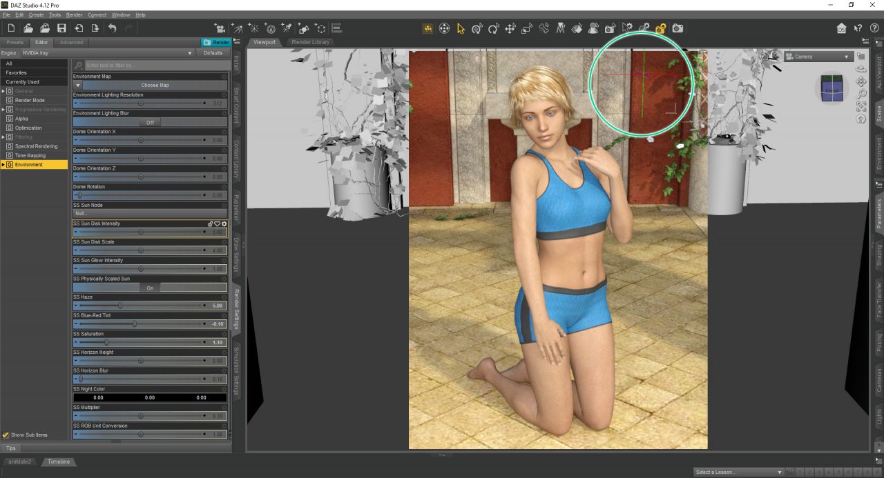 daz3d iray lighting tutorial - added sun lighting