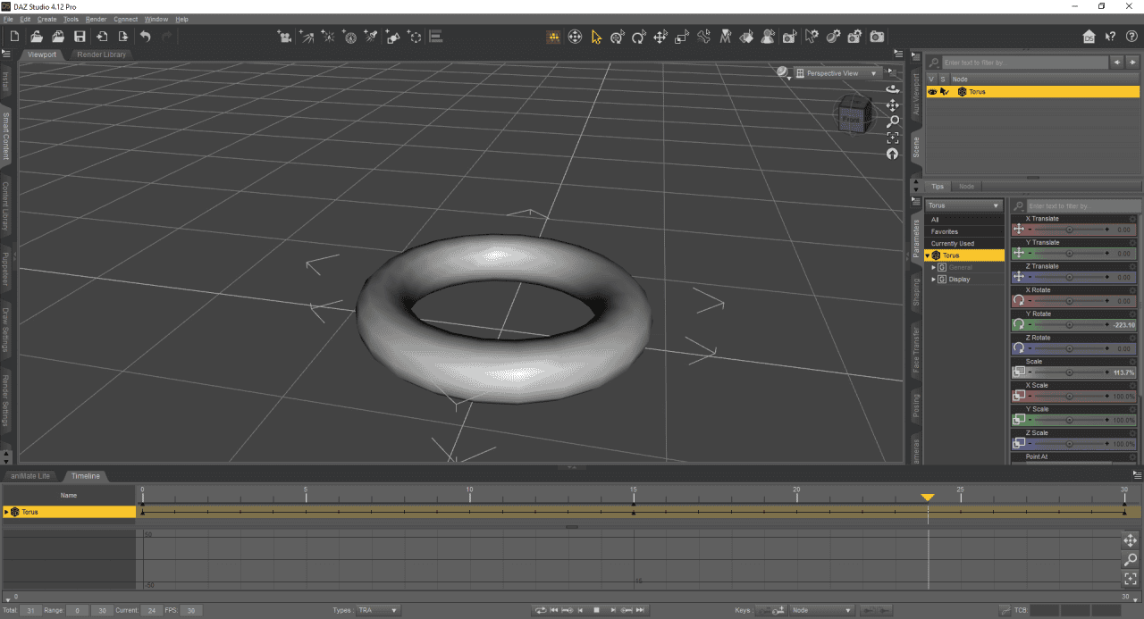 Animating Torus object in daz studio