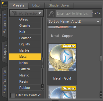 daz studio apply metal gold shader