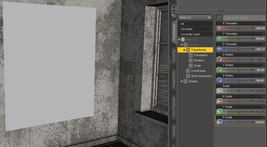 daz studio aspect ratio poster plane