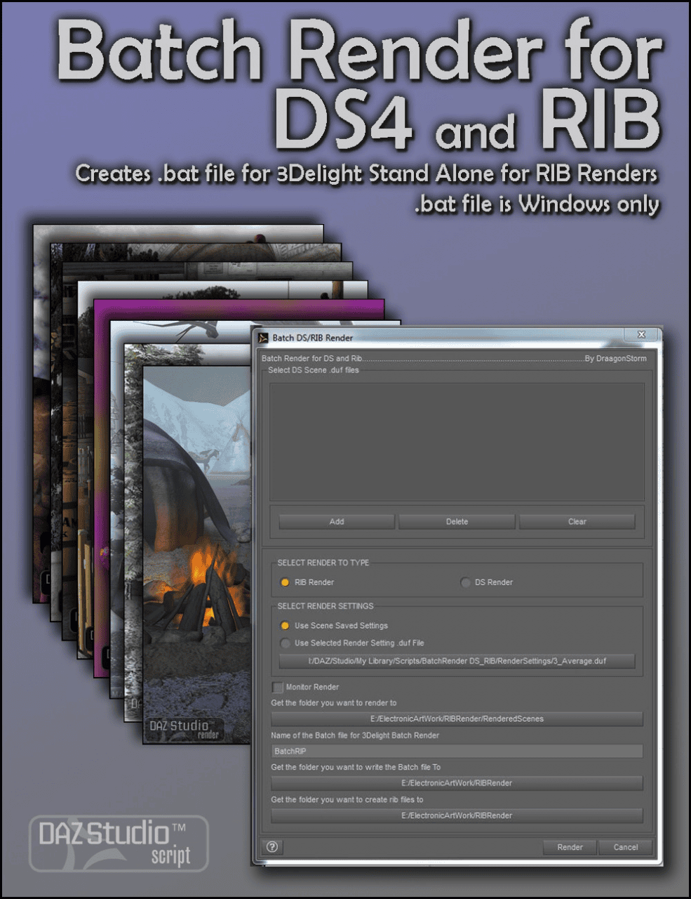daz studio batch render for daz studio 4 and rib